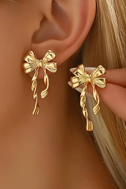 Korean bow anti tarnish earring