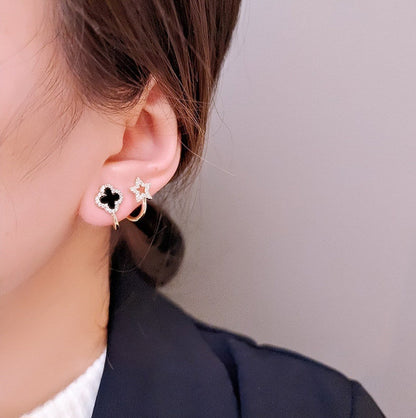 Korean Beautiful Gold And Black Luxurious Earring3