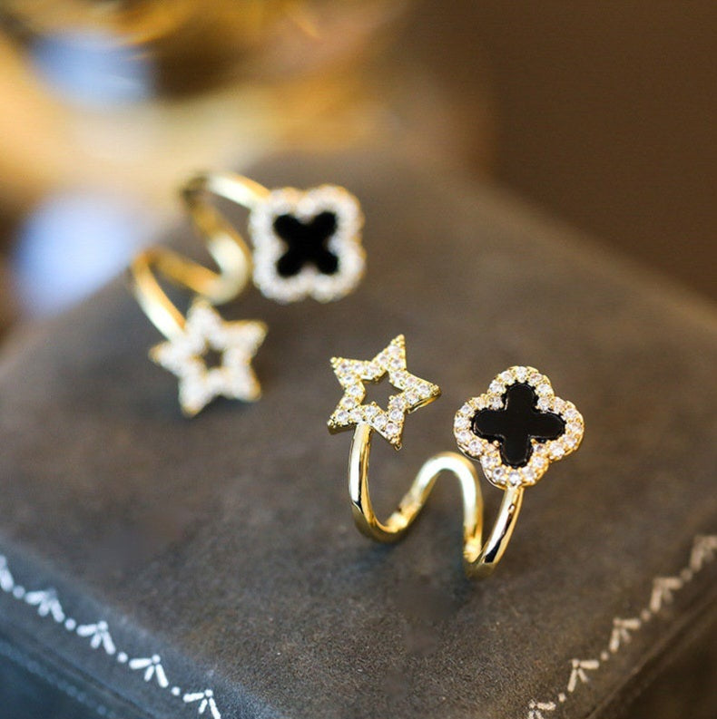 Korean Beautiful Gold And Black Luxurious Earring3
