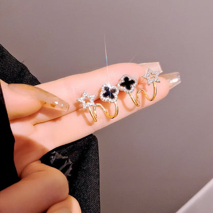 Korean Beautiful Gold And Black Luxurious Earring3