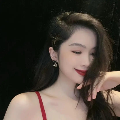 Cute Black Stone Crystal Cute Korean earrings for women Alloy Earring Set3